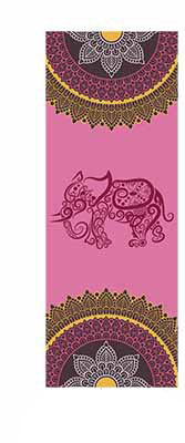 OPTION 2 HENNA ELEPHANT ON FUCHIA PINK AND MANDALAS COLORFUL PRINT FOLDABLE NON SLIP YOGA MATS