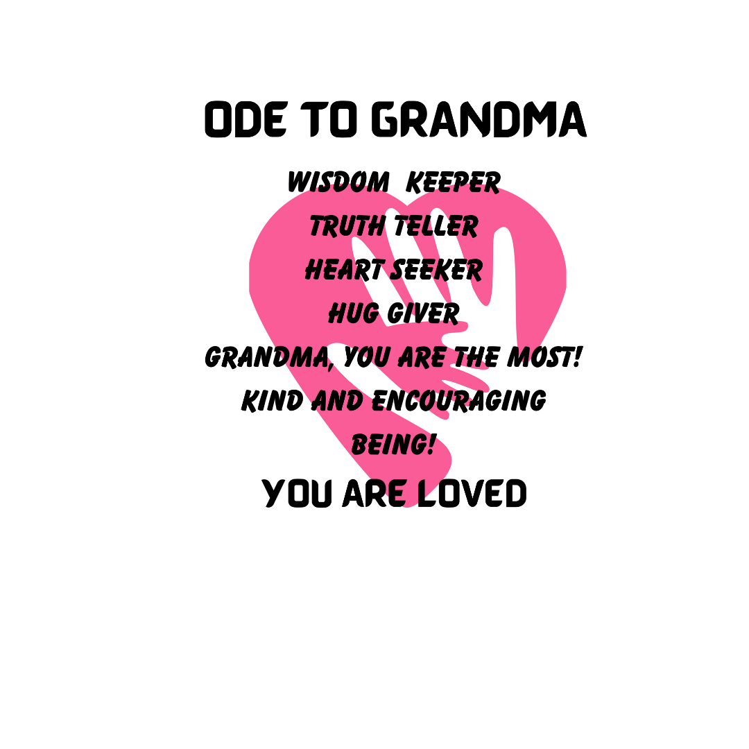 ODE TO GRANDMA V NECK T SHIRT  GIFT FOR GRADMOTHERS (BLACK FONT)