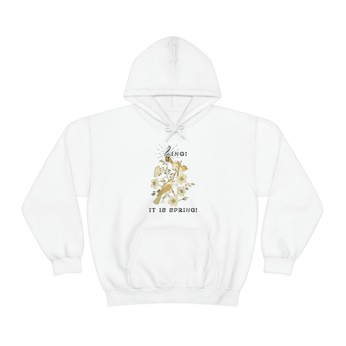 SING IT IS SPRING UNISEX HOODED SWEATSHIRT GIFT WITH  BLACK FONT