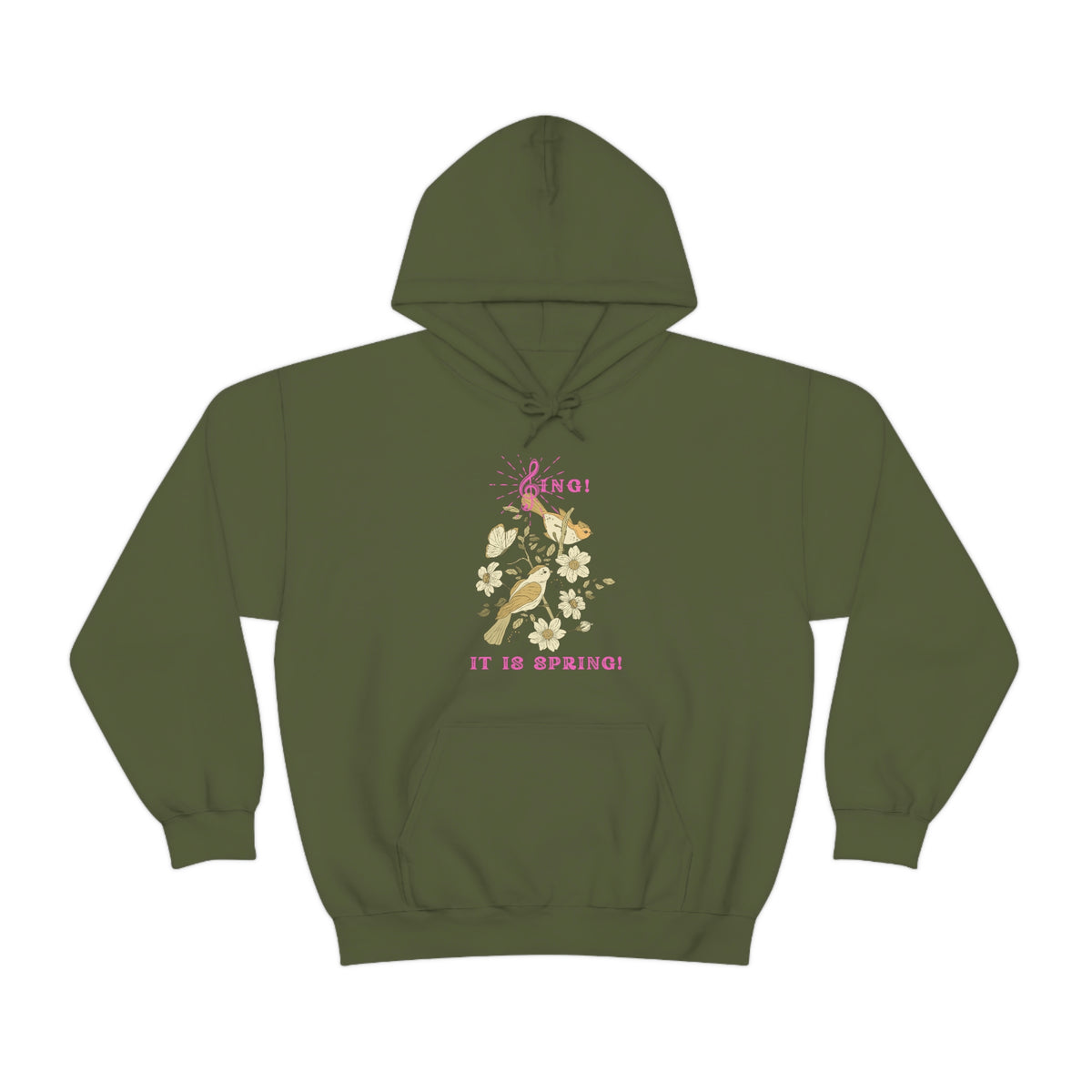 SING IT IS SPRING UNISEX HOODIE GIFT WITH PINK FONT