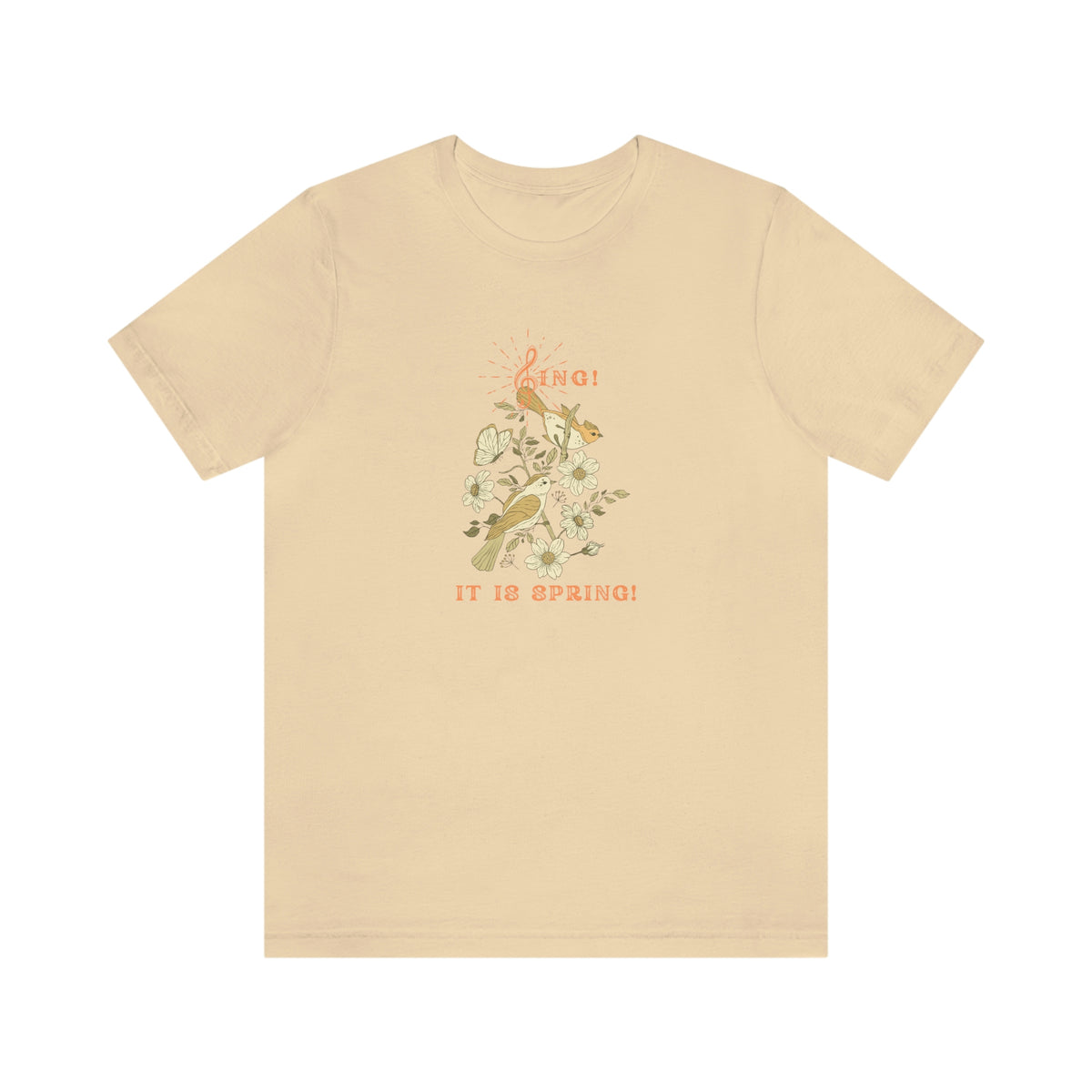 SING THIS SPRING UNISEX  CREW NECK SHORT SLEEVE  T SHIRT GIFT WITH ORANGE FONT