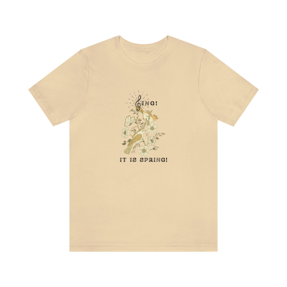 SING IT IS SPRING UNISEX  CREW NECK T SHIRT GIFT WITH BLACK FONT