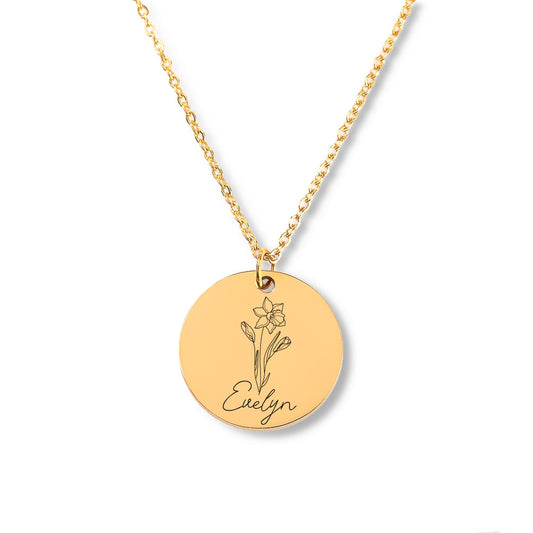 Customized Birth Flower necklace