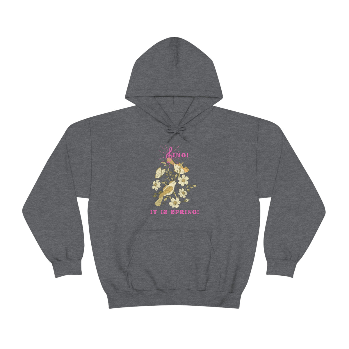 SING IT IS SPRING UNISEX HOODIE GIFT WITH PINK FONT