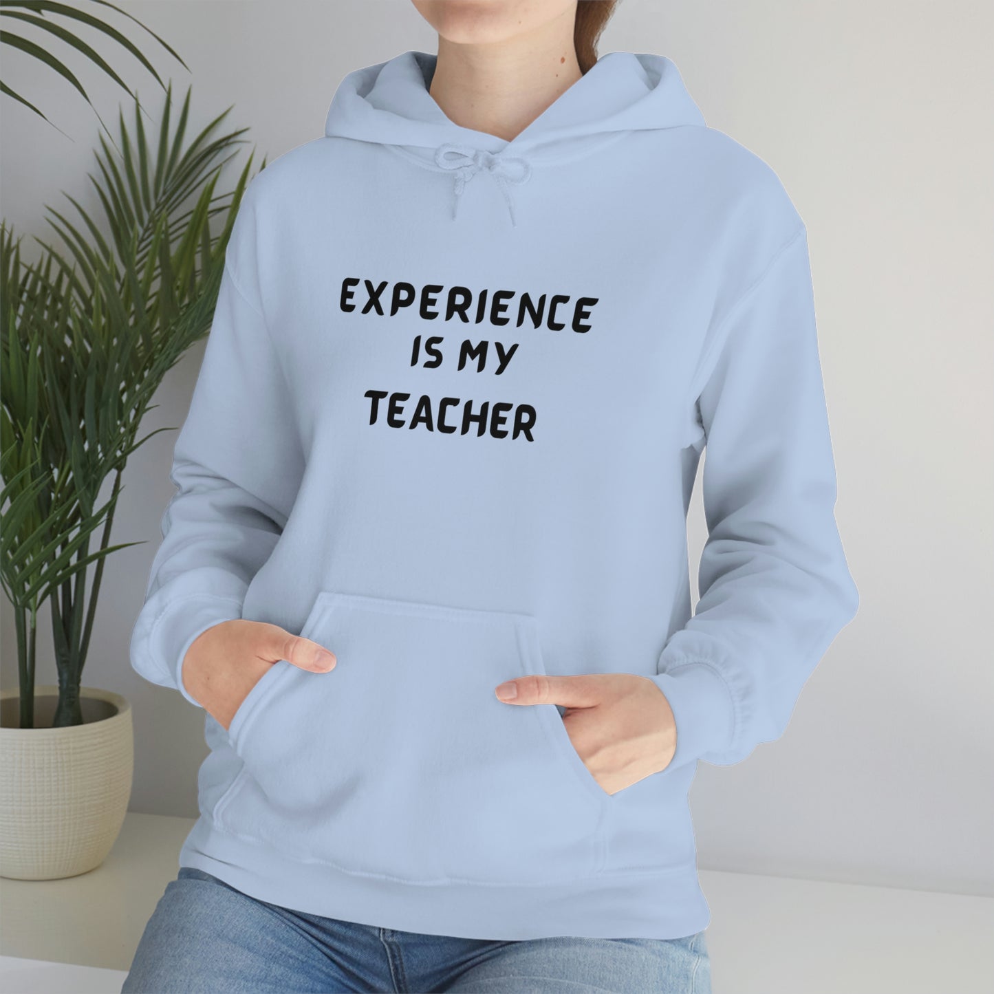 EXPERIENCE IS MY TEACHER UNISEX HOODED SWEATSHIRT GIFT FOR MATURE FRIEND GIFT HOODIE FOR SUCCESSFUL FRIEND INSPIRATIONAL QUOTES HOODIE GIFT