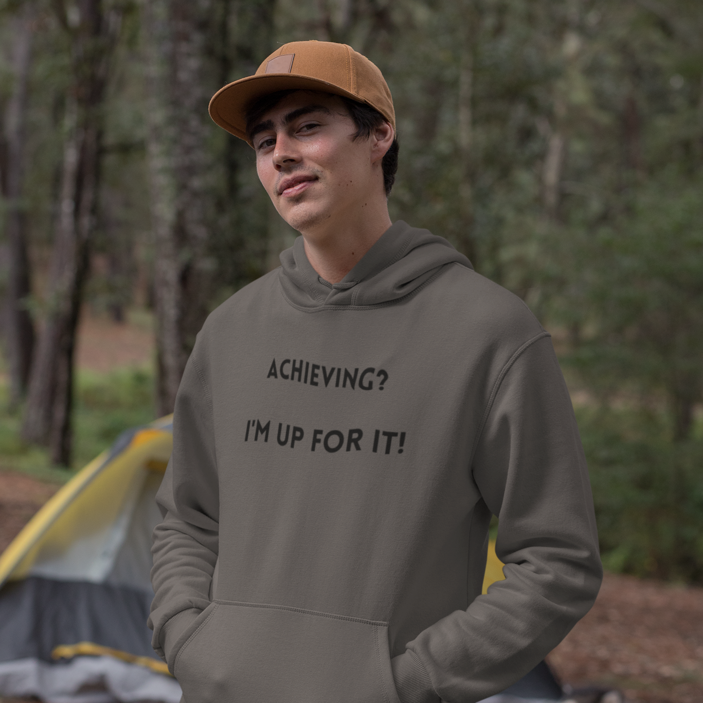 Achieving? I am up for it!  hooded sweatshirt gift, hoodie gift to mark success, inspirational words hoodie gift for students.