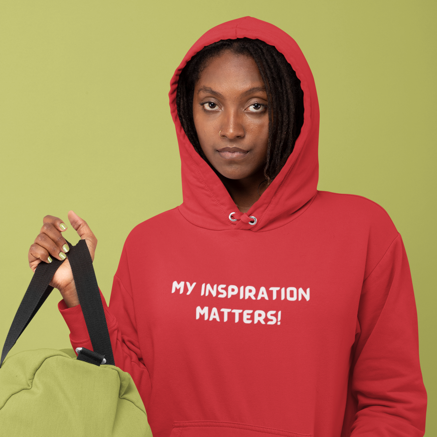 MY INSPIRATION MATTERS UNISEX INSPIRATIONAL QUOTE HOODED SWEATSHIRT