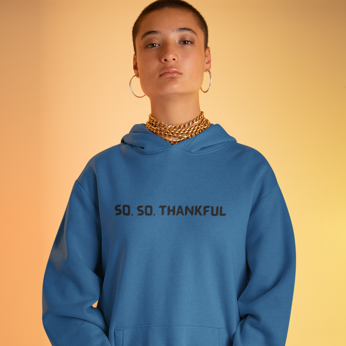 SO.SO THANKFUL UNISEX HOODED SWEATSHIRT WITH INSPIRATIONAL WORDS