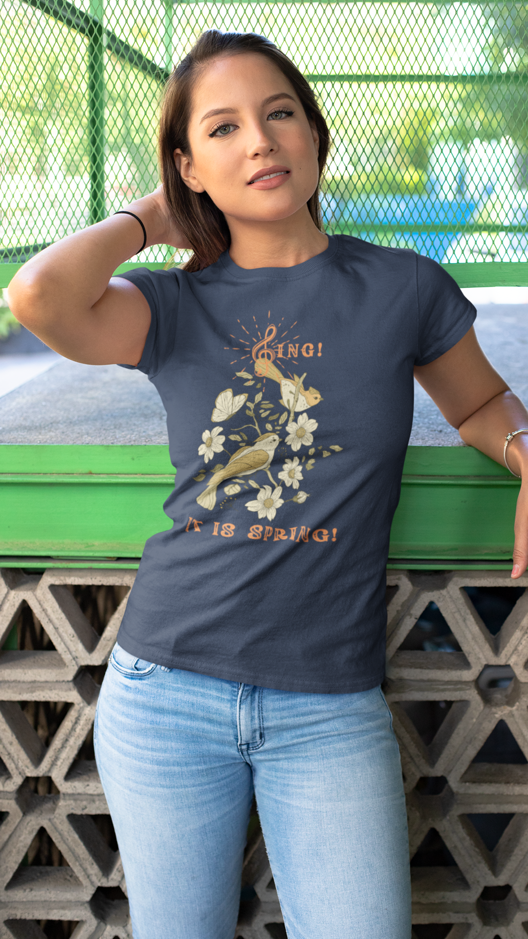 SING THIS SPRING UNISEX  CREW NECK SHORT SLEEVE  T SHIRT GIFT WITH ORANGE FONT
