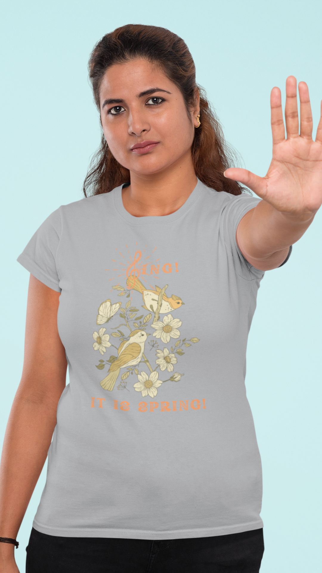SING THIS SPRING UNISEX  CREW NECK SHORT SLEEVE  T SHIRT GIFT WITH ORANGE FONT