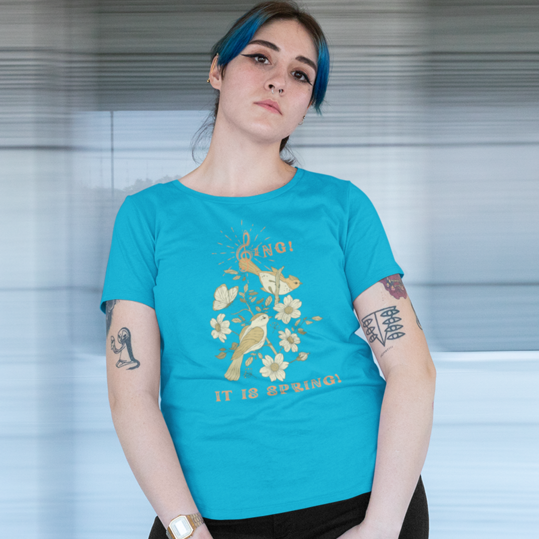 SING THIS SPRING UNISEX  CREW NECK SHORT SLEEVE  T SHIRT GIFT WITH ORANGE FONT