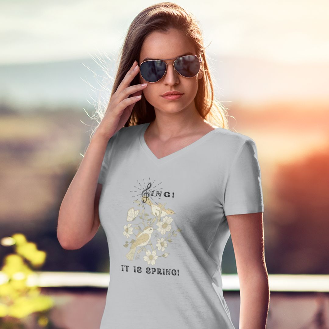 SING IT IS SPRING UNISEX  CREW NECK T SHIRT GIFT WITH BLACK FONT