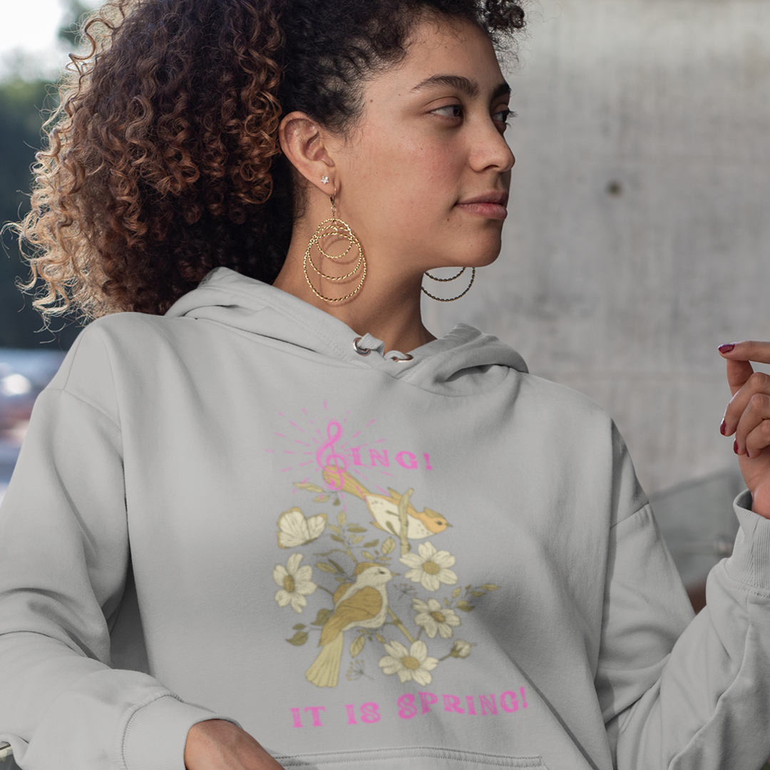 SING IT IS SPRING UNISEX HOODIE GIFT WITH PINK FONT