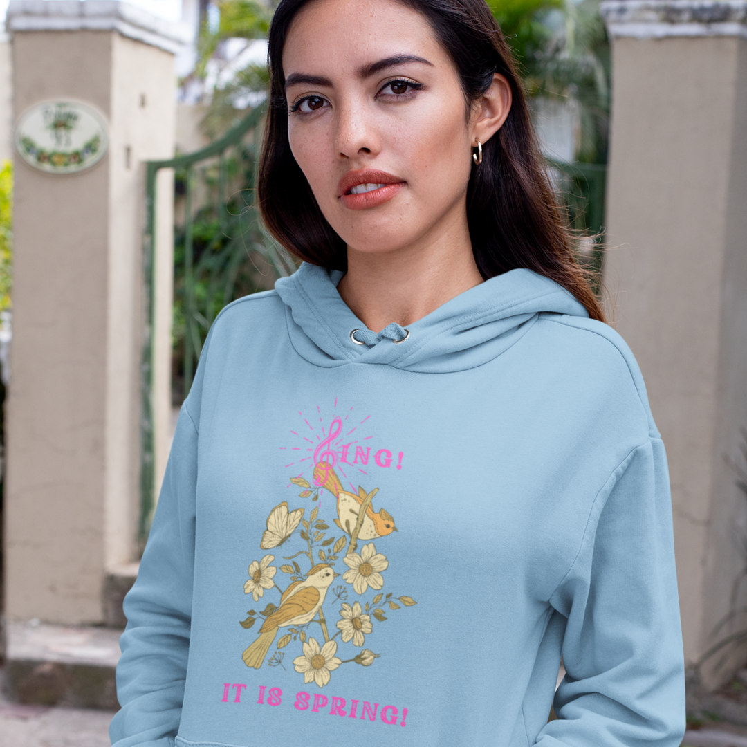 SING IT IS SPRING UNISEX HOODIE GIFT WITH PINK FONT