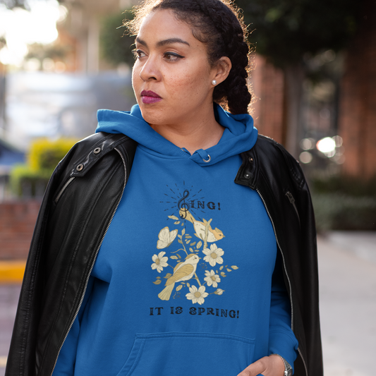 SING IT IS SPRING UNISEX HOODED SWEATSHIRT GIFT WITH  BLACK FONT