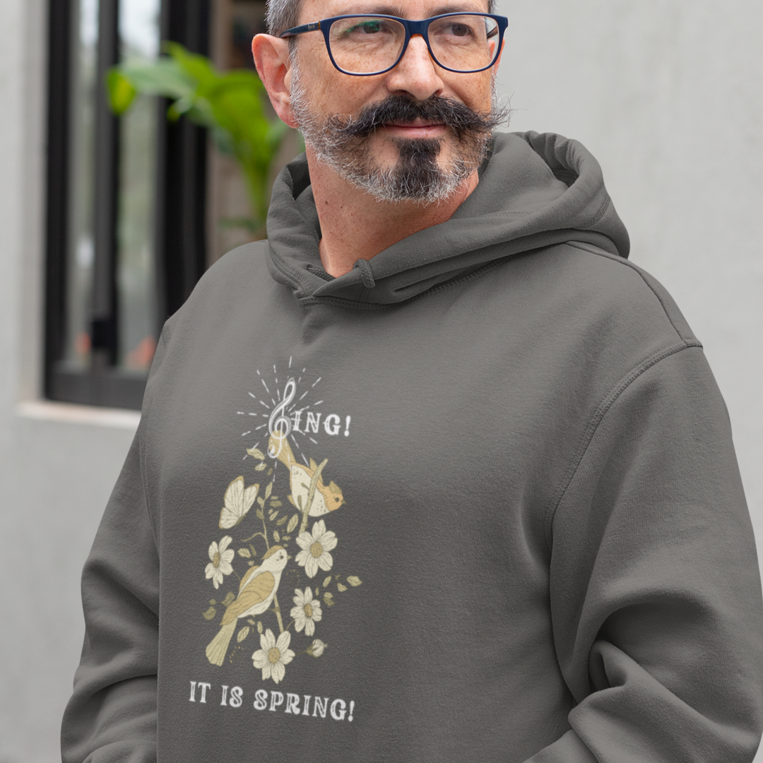 SING IT IS SPRING UNISEX HOODIE GIFT WITH  WHITE FONT