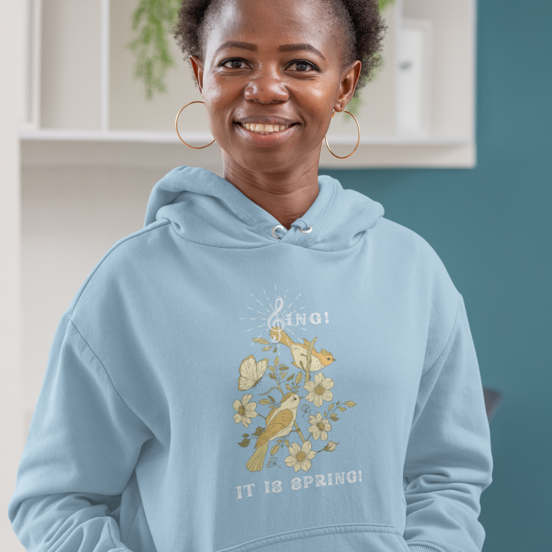 SING IT IS SPRING UNISEX HOODIE GIFT WITH  WHITE FONT
