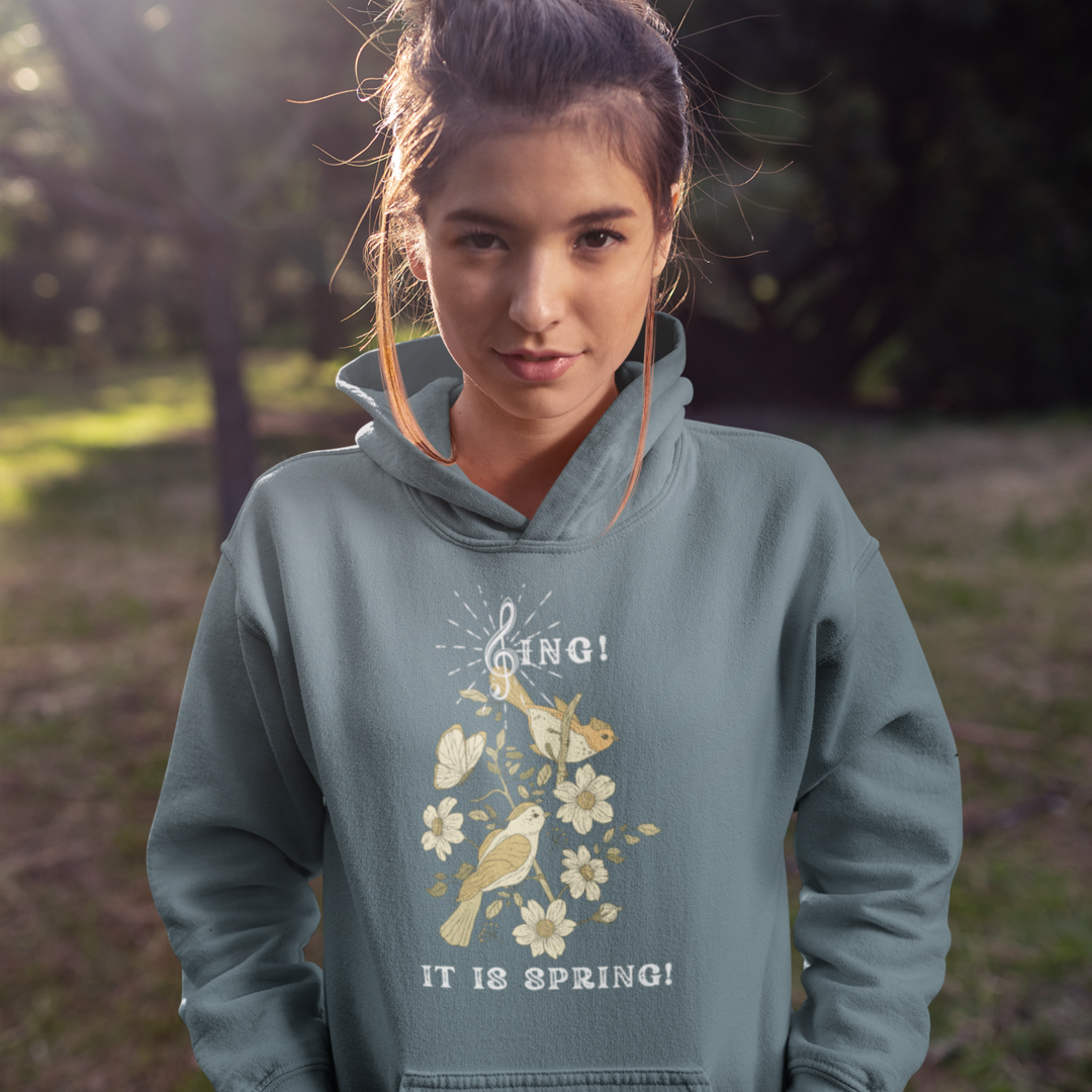 SING IT IS SPRING UNISEX HOODIE GIFT WITH  WHITE FONT