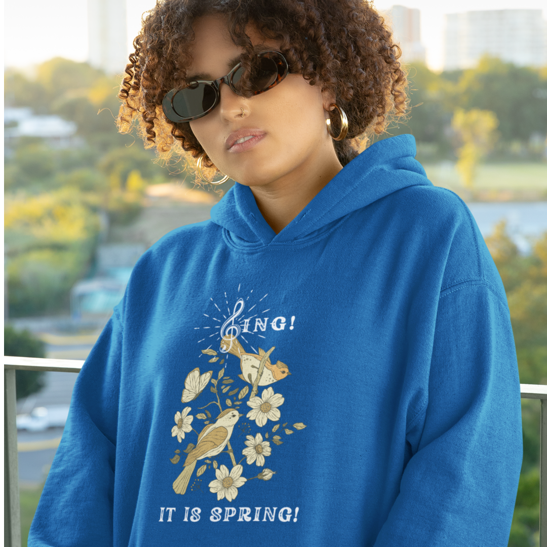 SING IT IS SPRING UNISEX HOODIE GIFT WITH  WHITE FONT