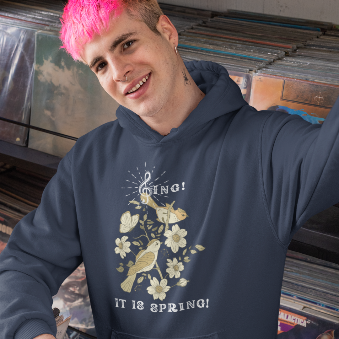 SING IT IS SPRING UNISEX HOODIE GIFT WITH  WHITE FONT