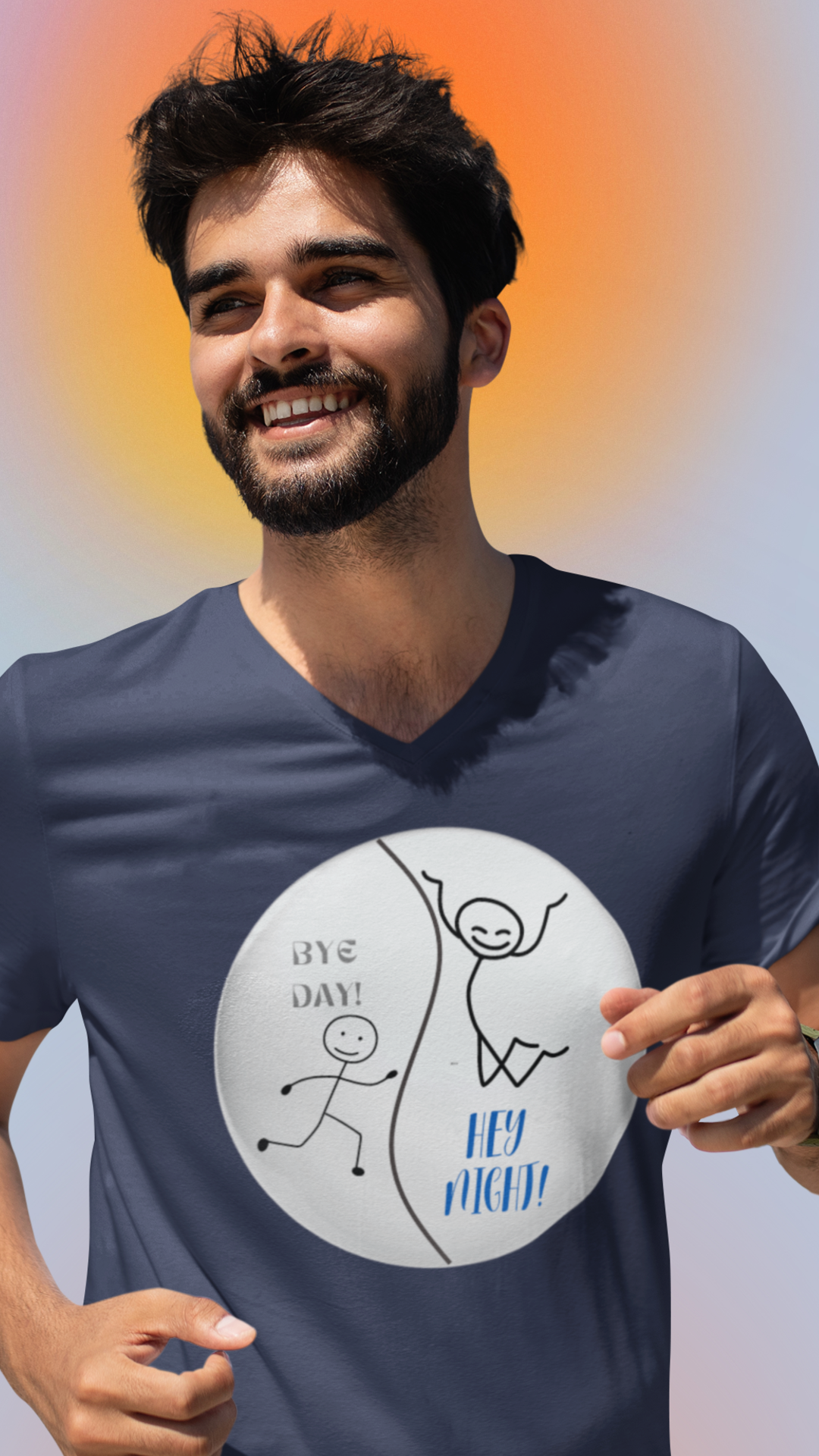 BYE DAY! HEY NIGHT! V NECK FUNNY T SHIRT GIFT