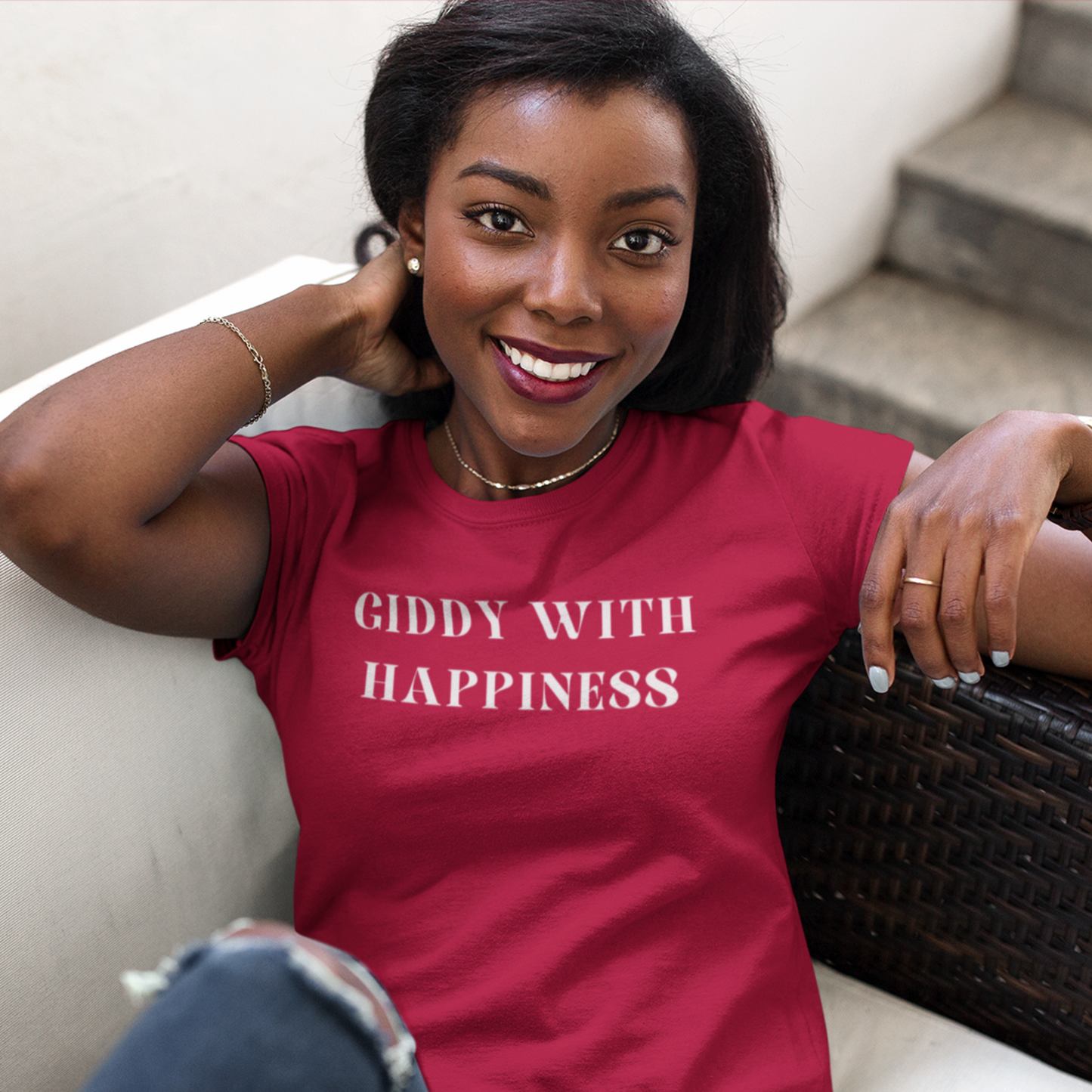 Giddy with happiness inspirational words t shirts t shirts that celebrate emotion self love t shirt gifts