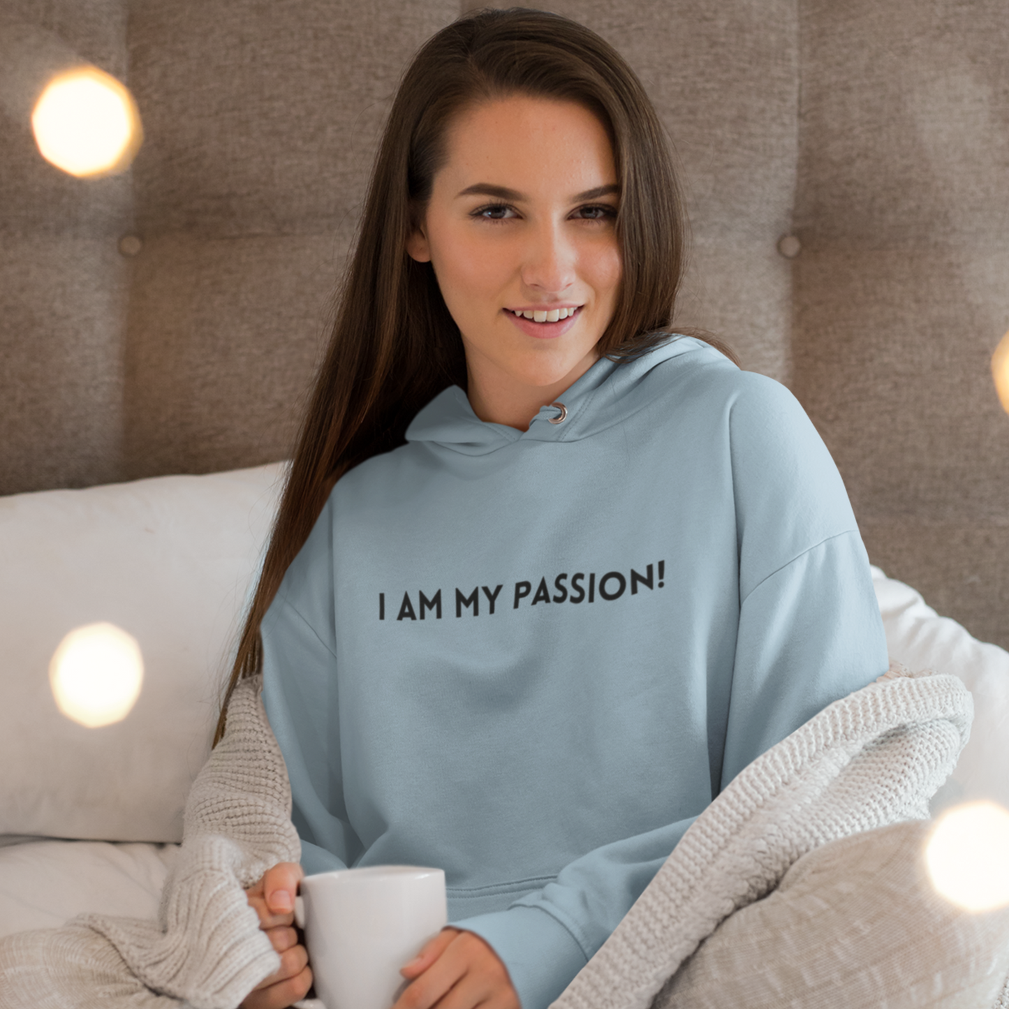 I am my passion unisex hooded sweatshirt gift,  inspirational words hoodie gift, hoodie gift for friends or family( Black Font)